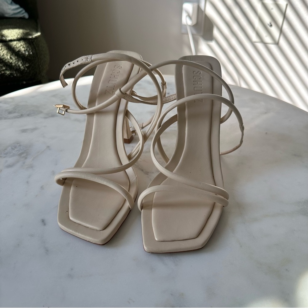 SCHUTZ Cream Strappy Sandals